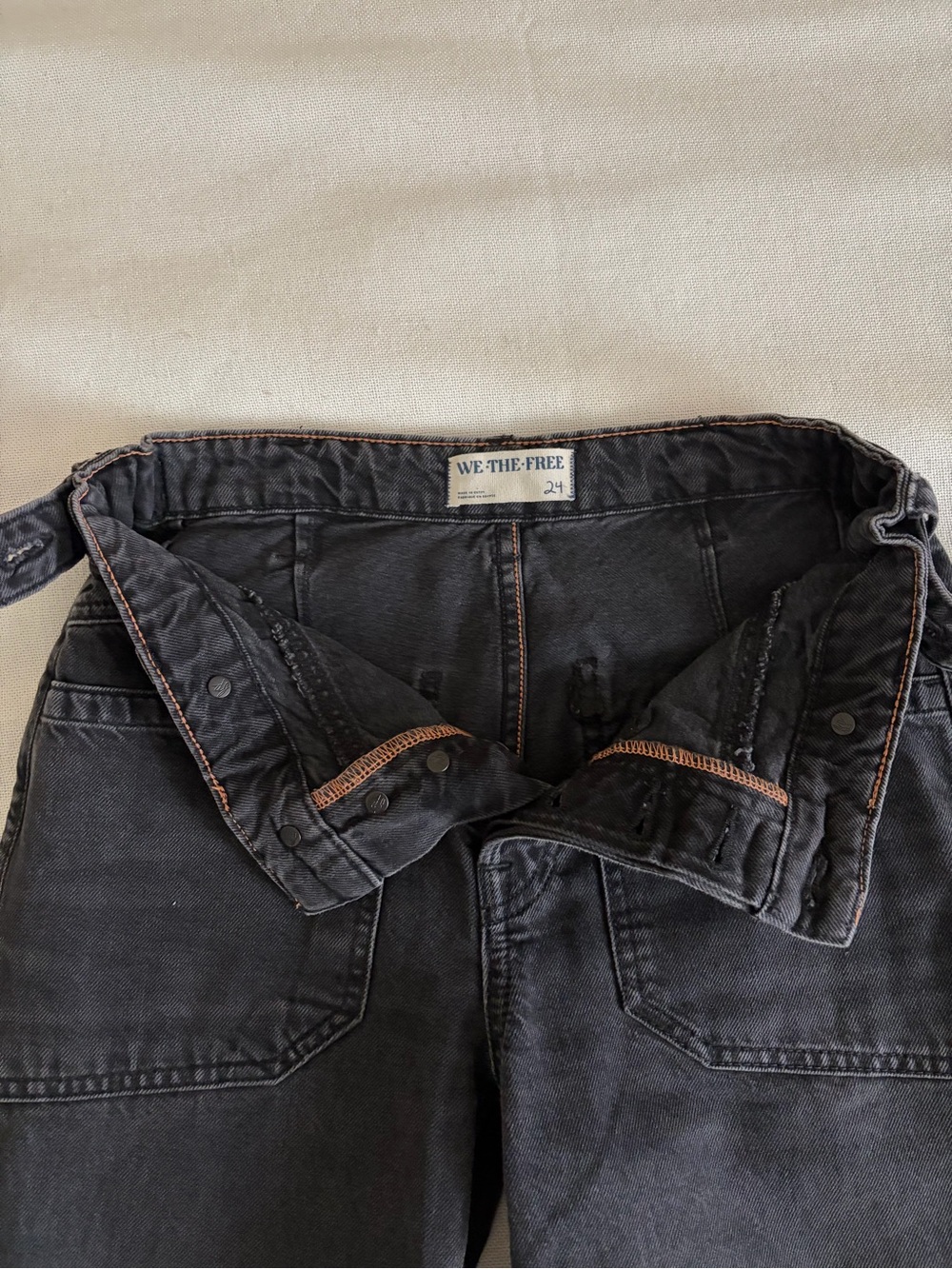 LIKE NEW - Free People Black Denim High-Rise Skirt with Contrast Stitching